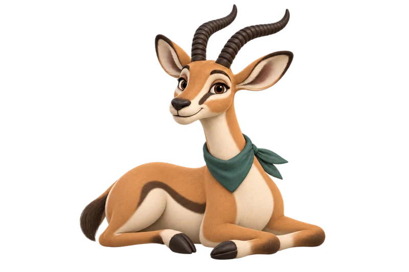 Inzolo’s gazelle mascot resting peacefully
