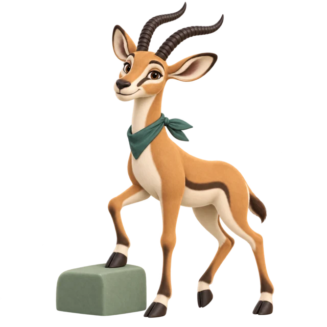 Inzolo’s gazelle taking one gentle step upward